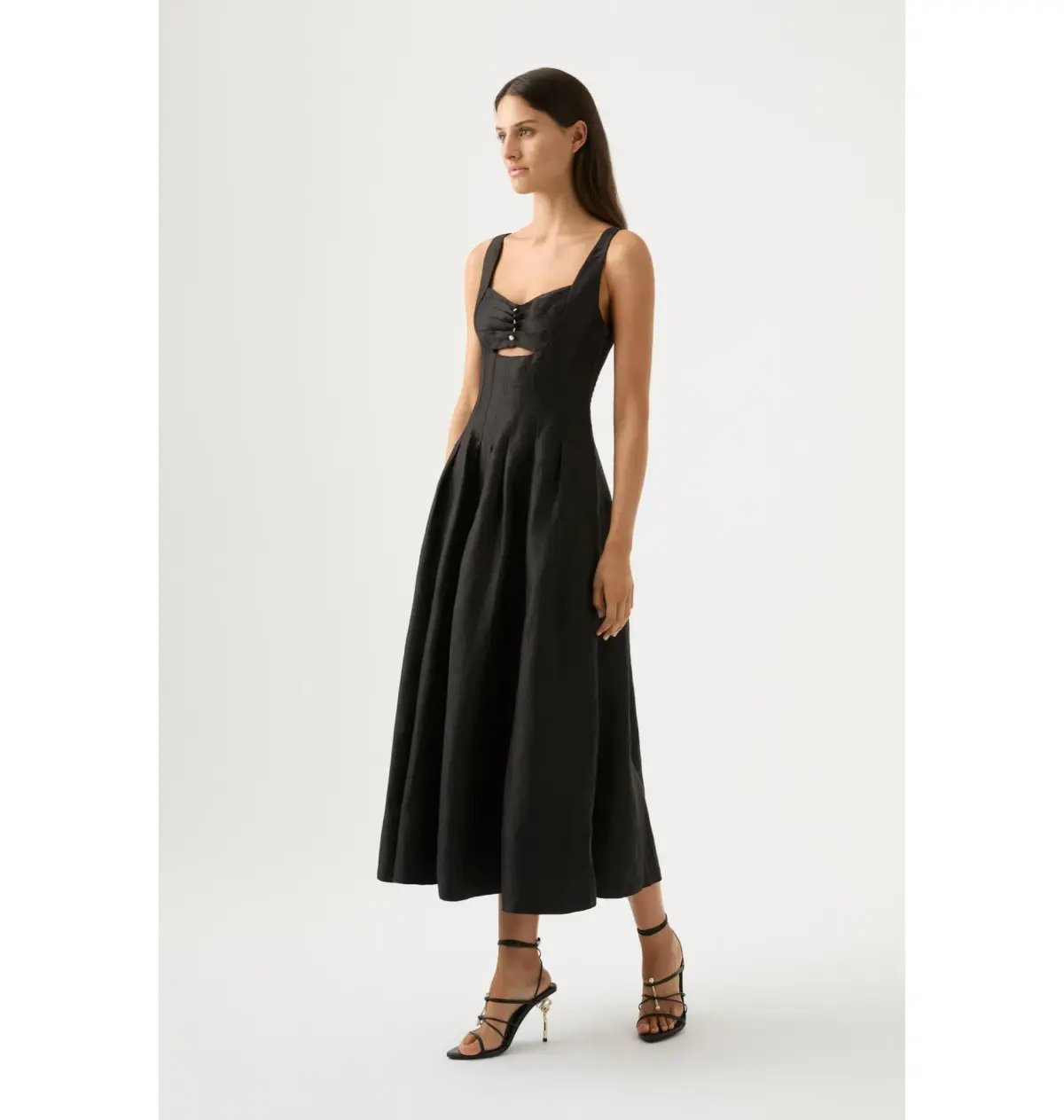 Aje Divinity Pearl Pin Midi Dress in Black Size AU 10 photo 2