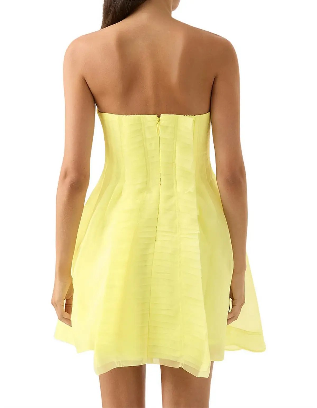 Aje Astrid Strapless Mini Dress Lemon Yellow Size 8 photo 3