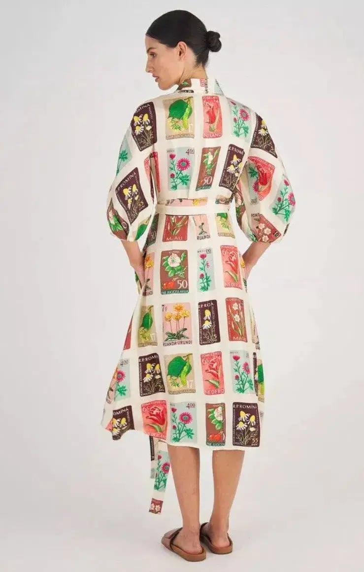 Oroton Stamp Wrap Midi Dress Multi Size 16 photo 3