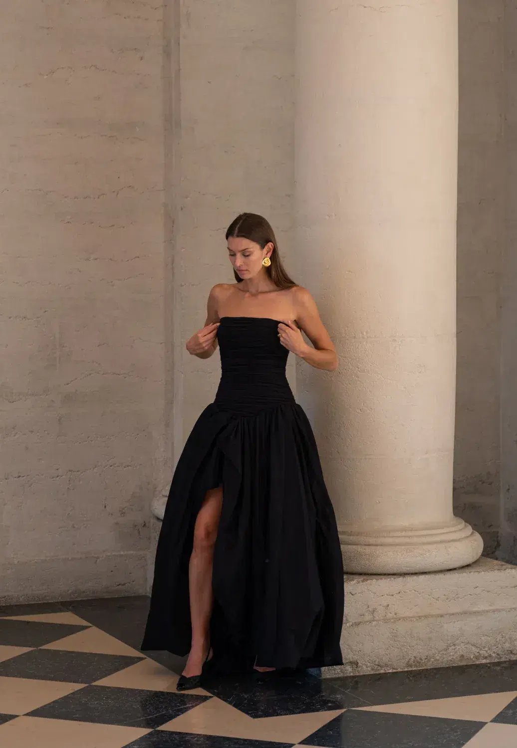 Aje Violette Bubble Hem Maxi Dress Black Size 16 photo 3