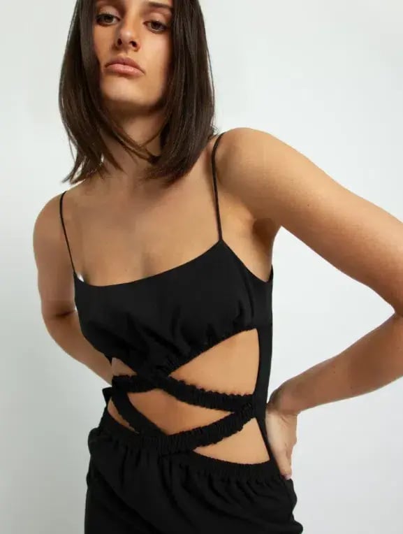 Christopher Esber Crossed Torso Wool Bra Dress Black Size 8 photo 2