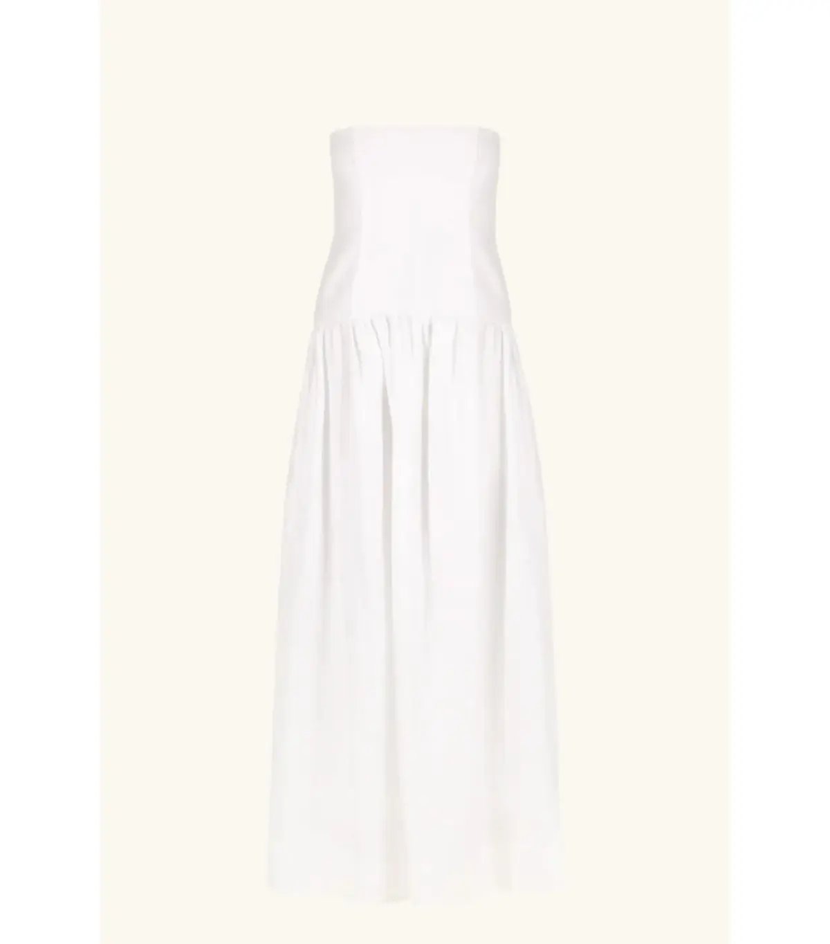 Shona Joy Blanc Linen Strapless Panelled Maxi Dress White Size AU 10 photo 6