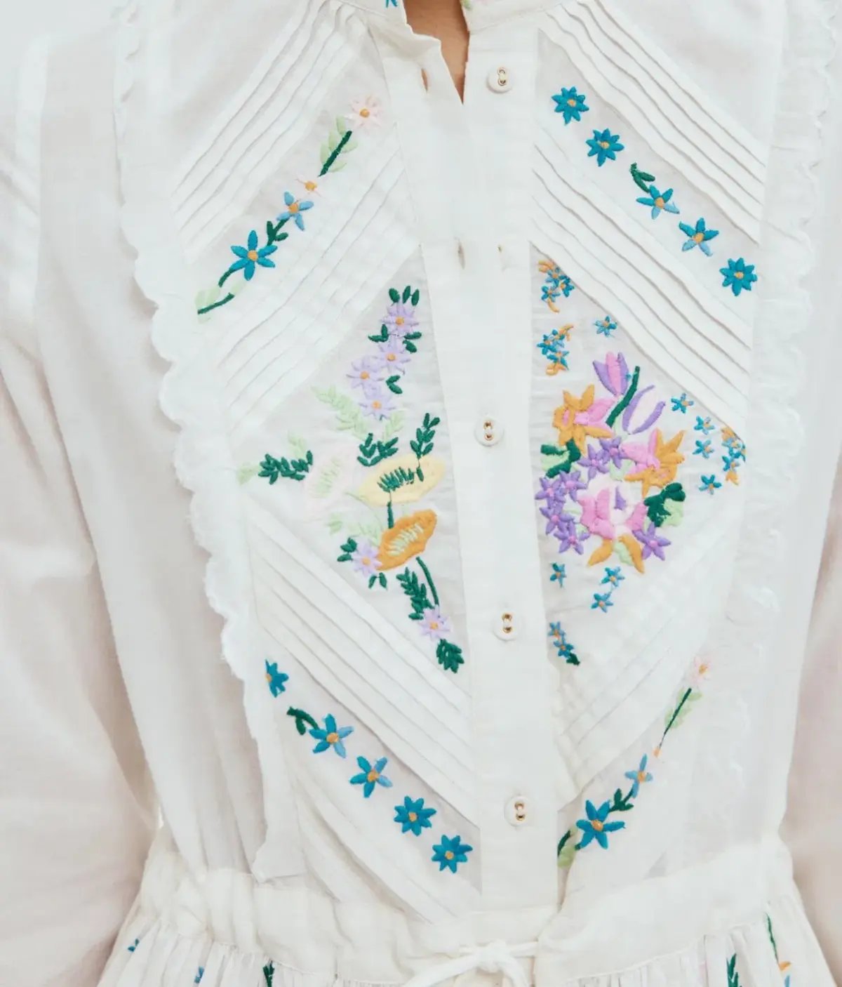 Alemais Willa Embroidered Midi Shirt Dress White Floral Size 16 photo 7