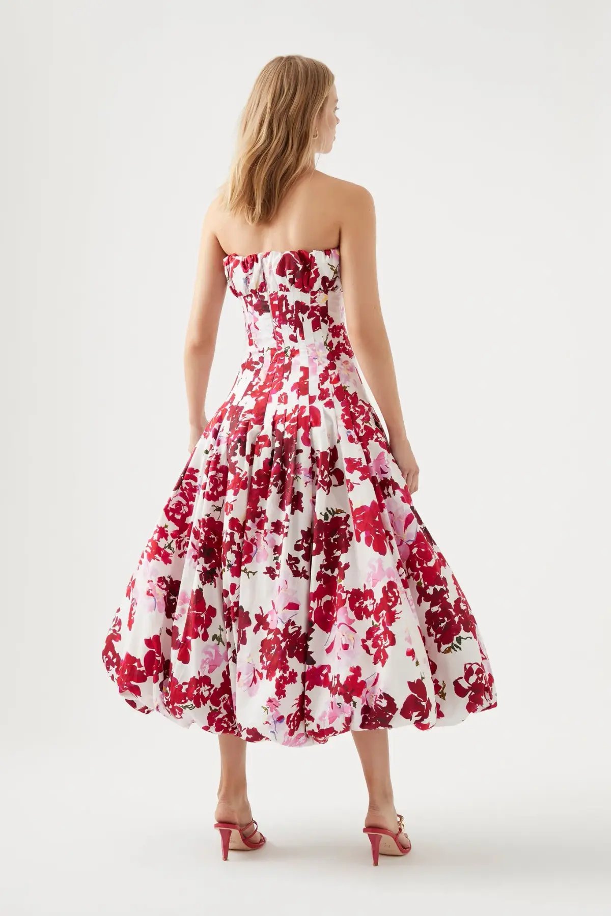 Aje  Mathilde Bubble Hem Midi Dress Roses Of Provence Print Size 6 photo 3
