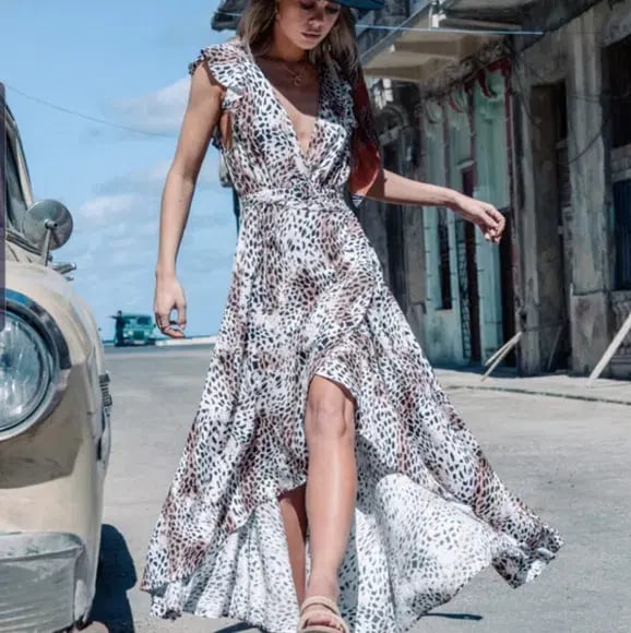 Kivari Zephyr Wrap Maxi Dress Leopard Print Size S / Au 8 photo 4