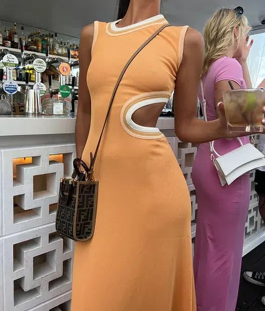 Christopher Esber Skewed Neck Multi Bind Dress Orange Size AU 4 photo 3