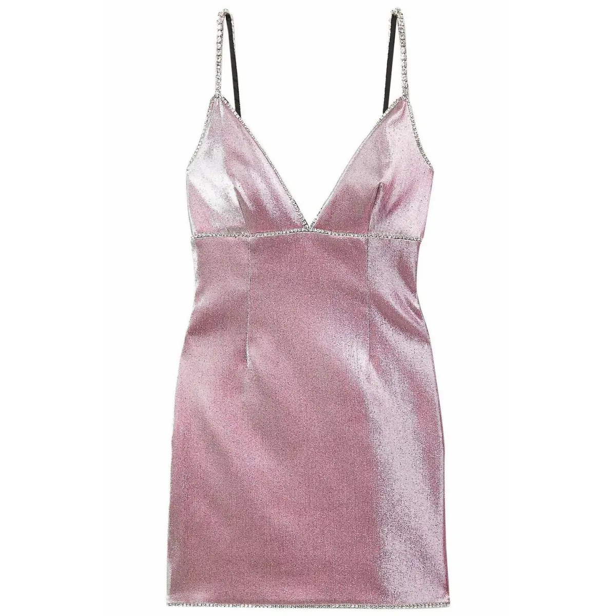 Area NYC Crystal-embellished Lurex Mini Dress Pink Size L/Au 12 photo 5
