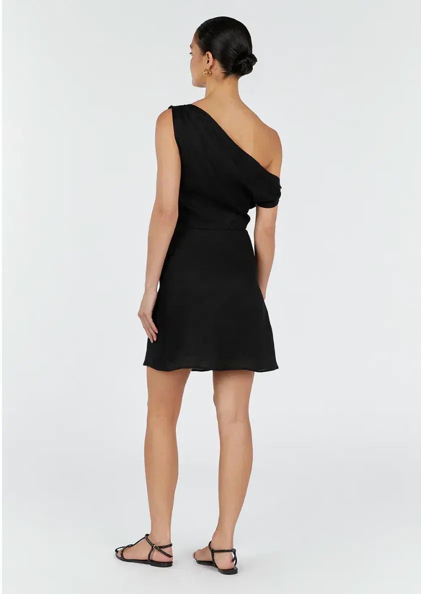 Dissh Cass Asym Linen Mini Dress Black Size 12 photo 3