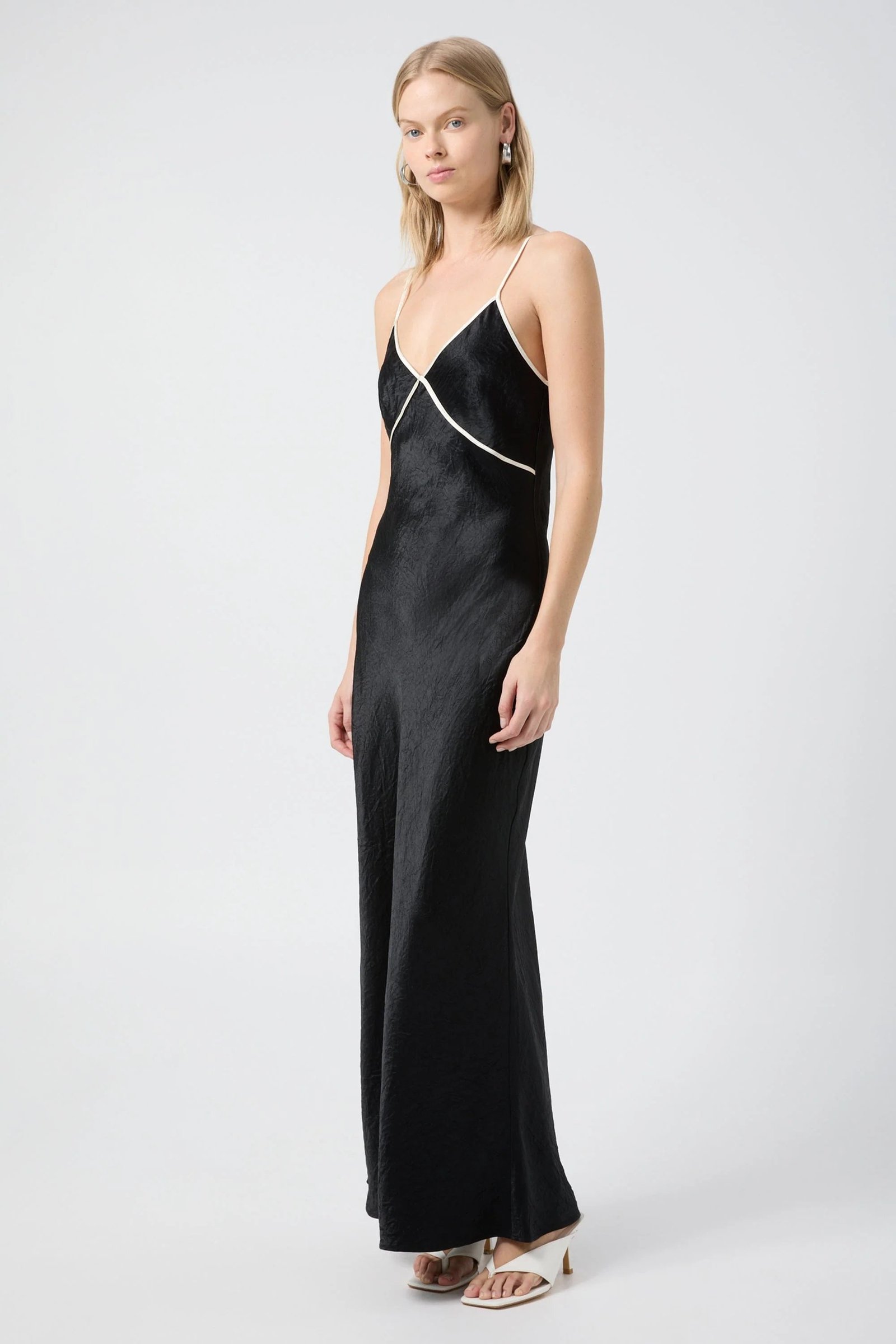 THIRD FORM CRUSH CONTRAST BIND CAMI DRESS - BLACK & CREAM photo 3