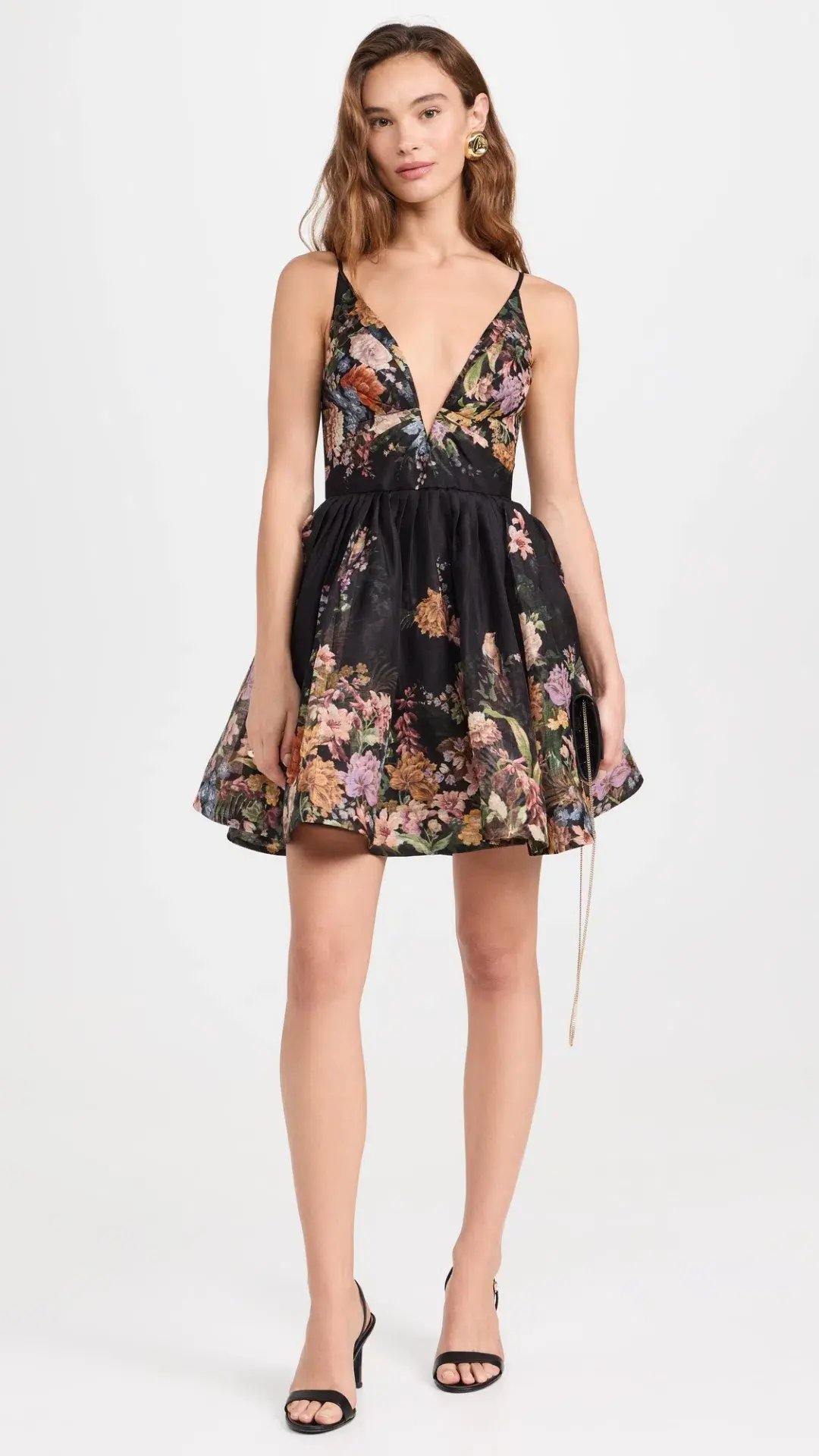 Zimmermann Pavilion V Neck Mini Dress in Black Multi Floral Size 1 (10) photo 2
