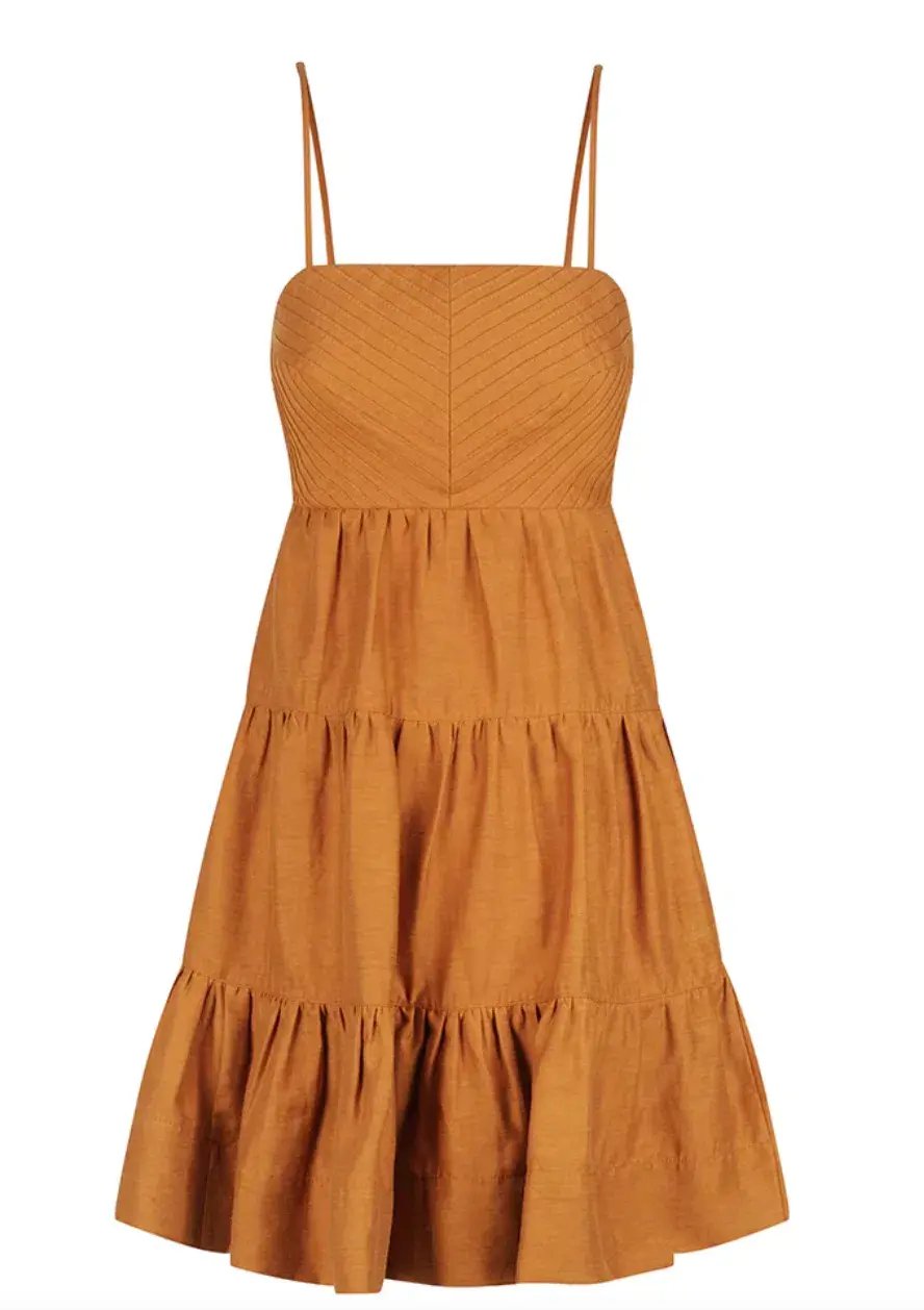 Shona Joy Maya Pintuck Linen Dress Turmeric Size 6 photo 3