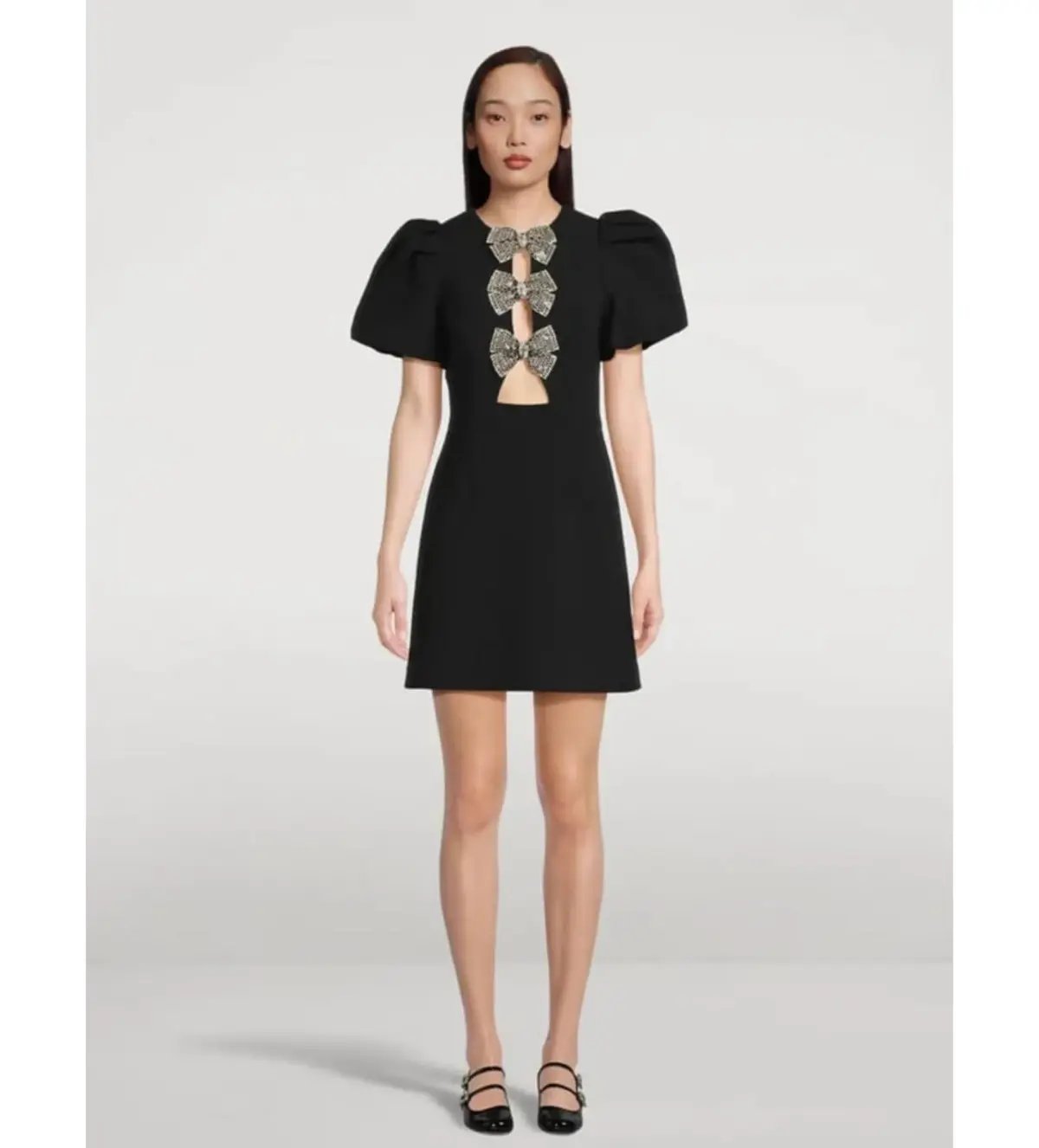 Rebecca Vallance Yvonne Bow Mini Dress in Black Size 10 photo 3