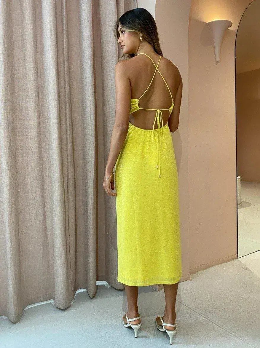 Suboo Asha Splice Slip Dress in Lemon Yellow Size XS/ AU 6 photo 4