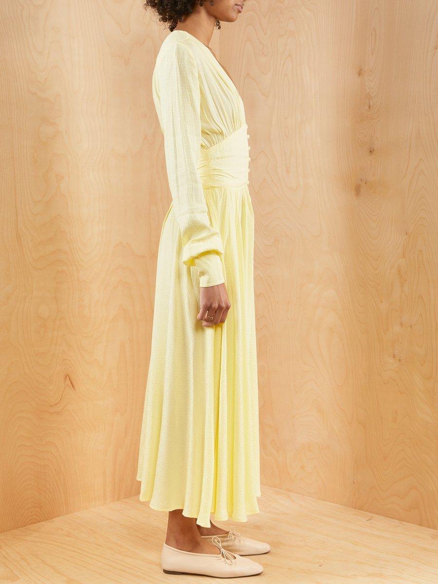 Rotate By Birger Christensen Tracy Long Sleeve Midi Dress Yellow Size 8 photo 3