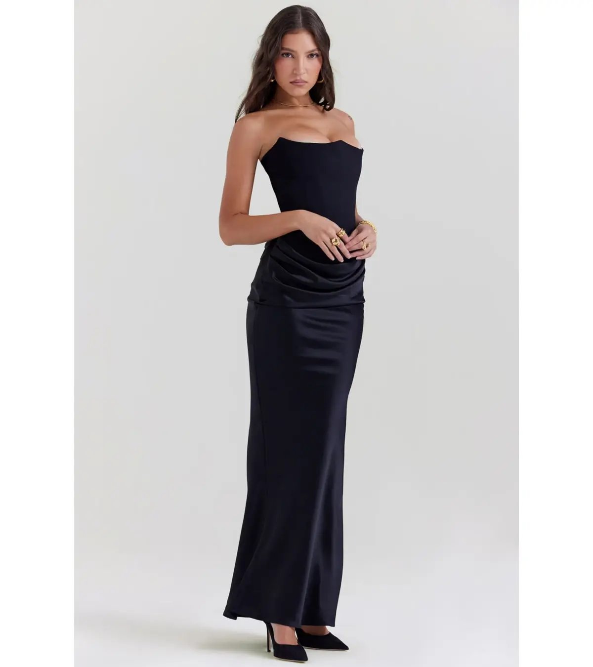 House of CB Persephone Strapless Corset Dress Black Size 6/XS photo 3