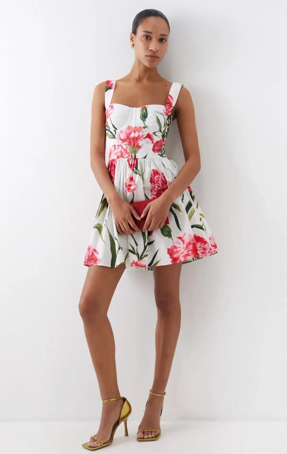 Dolce & Gabbana Short Carnation Print Poplin Dress Size AU 12 photo 2