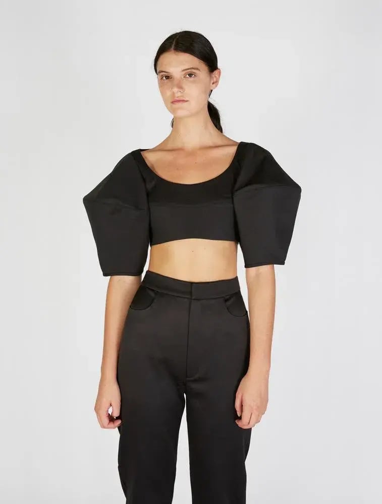 Ellery Neatly Labeled Bubble Crop Top Black Size 8 photo 6