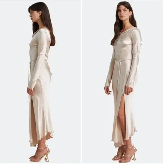 Bec & Bridge Moon Dance Long Sleeve Cowl Dress Sand Size 12 photo 6