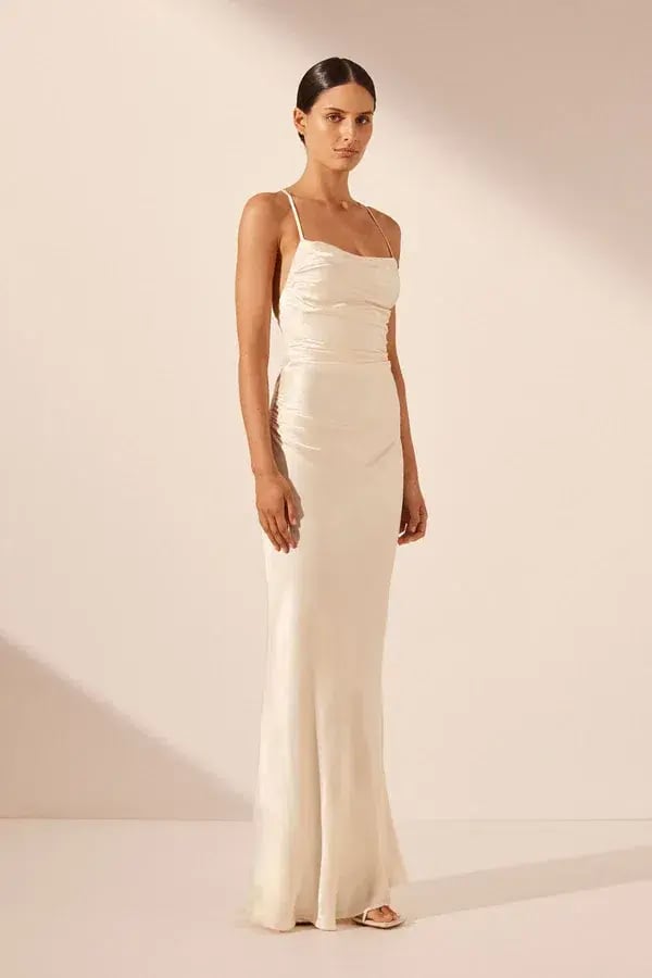 Shona Joy La Lune Lace Back Maxi Dress Cream Size AU 8 photo 4