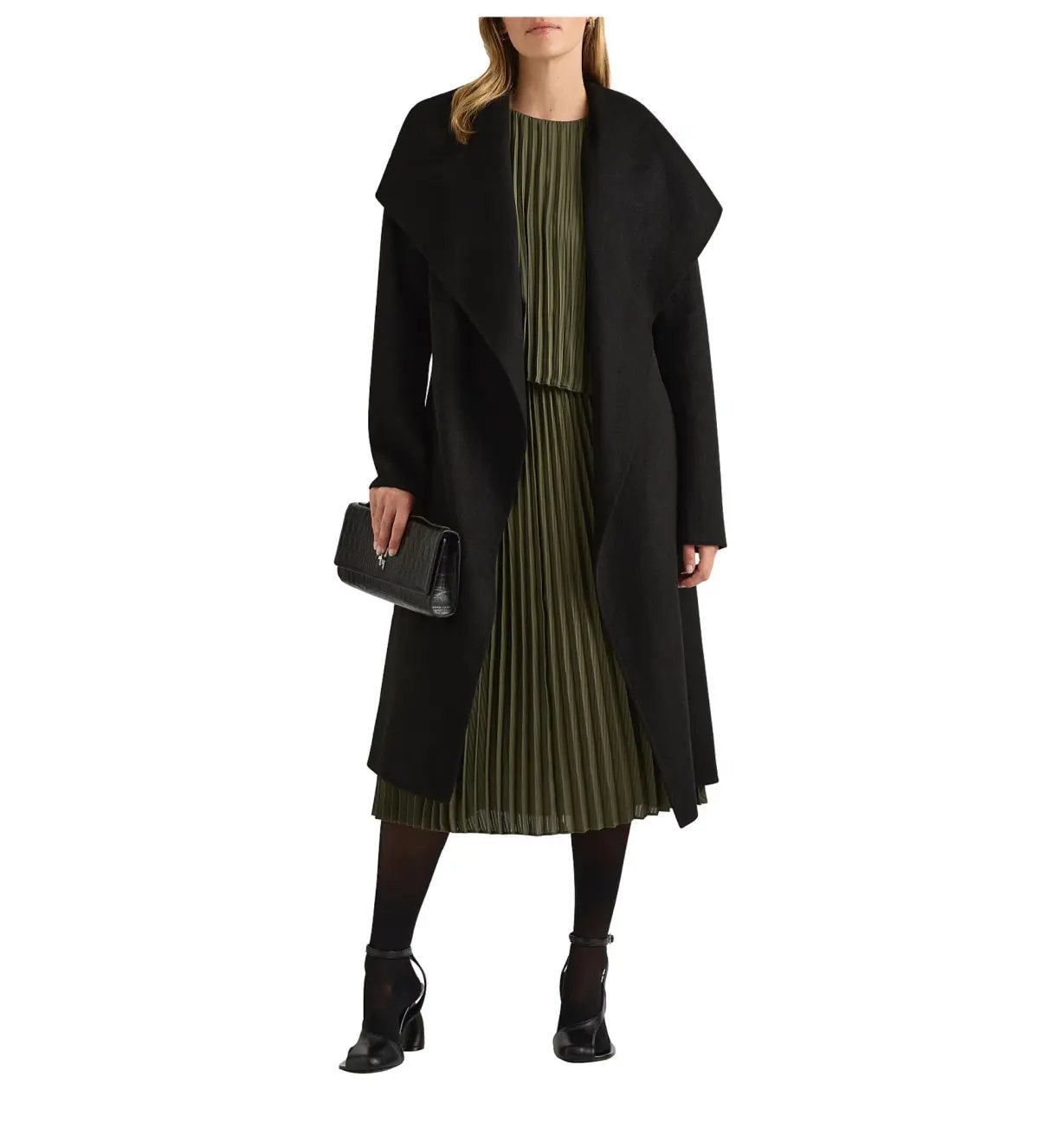 David Lawrence Domenic Double Faced Wool Coat Black Size 12 photo 2
