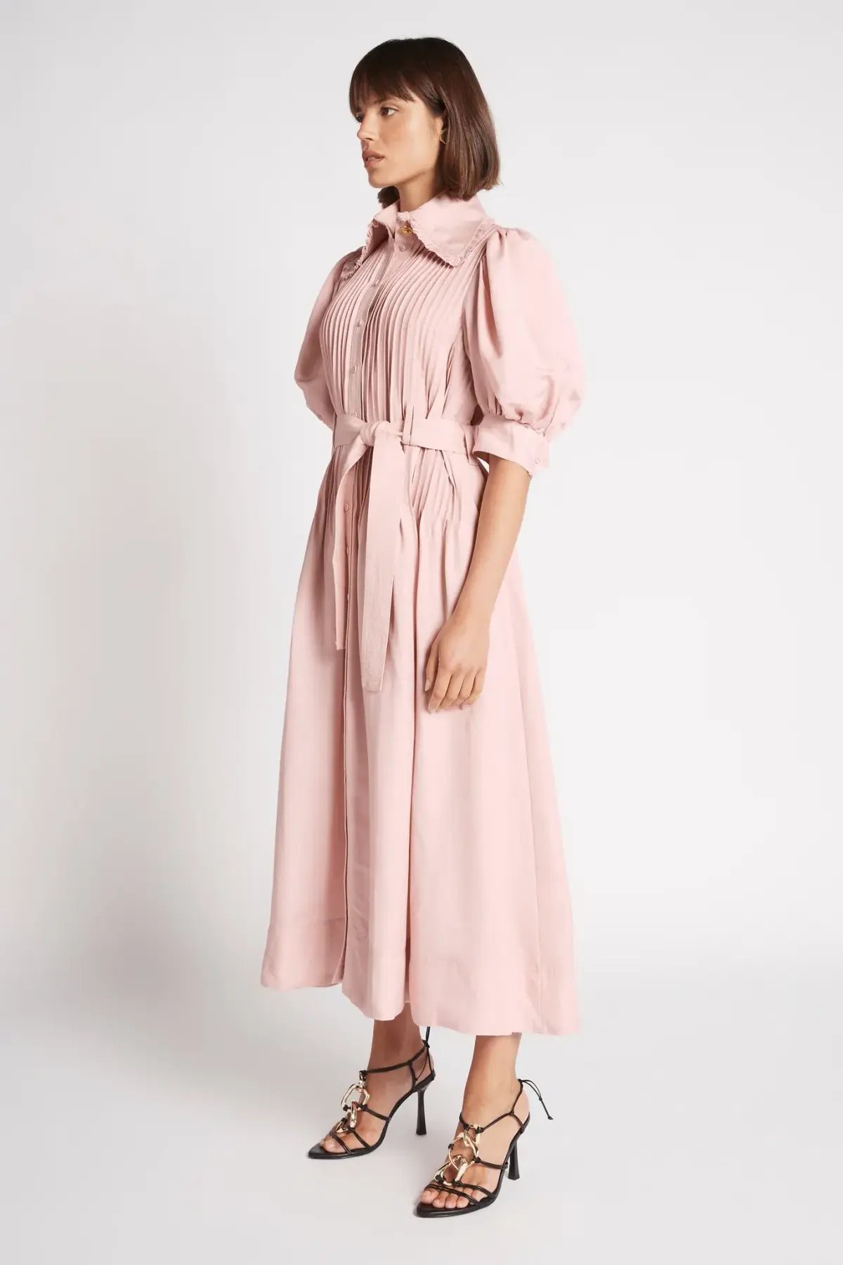 Aje Madeleine Belted Midi Dress Pink Size 16 photo 4