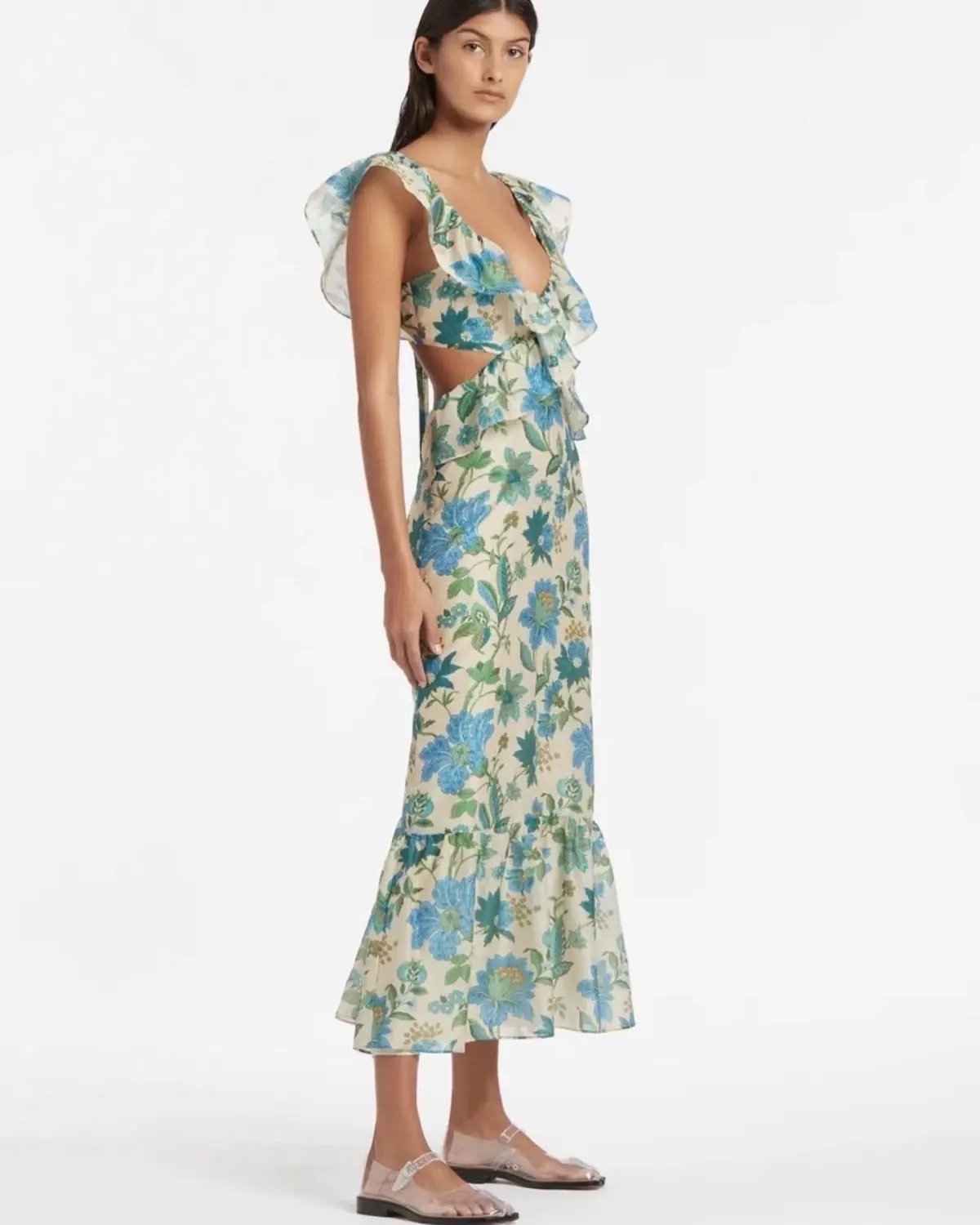 Sir the Label Celia Frill Midi Dress Floral Print Size 0 photo 2