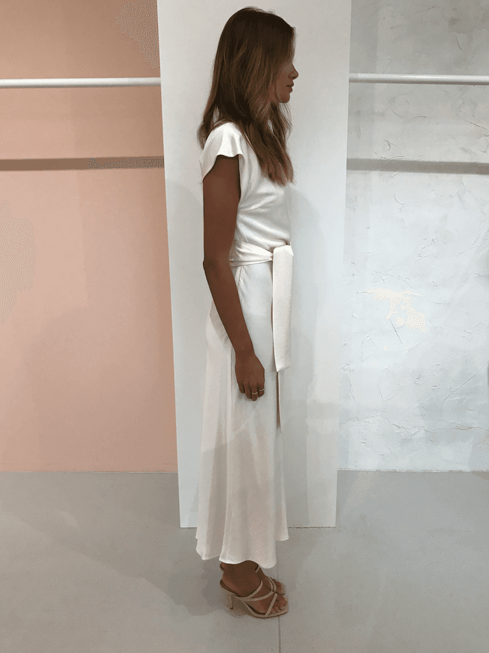 Bec & Bridge | Piper Asym Midi Dress in Ivory | Size 14 photo 6