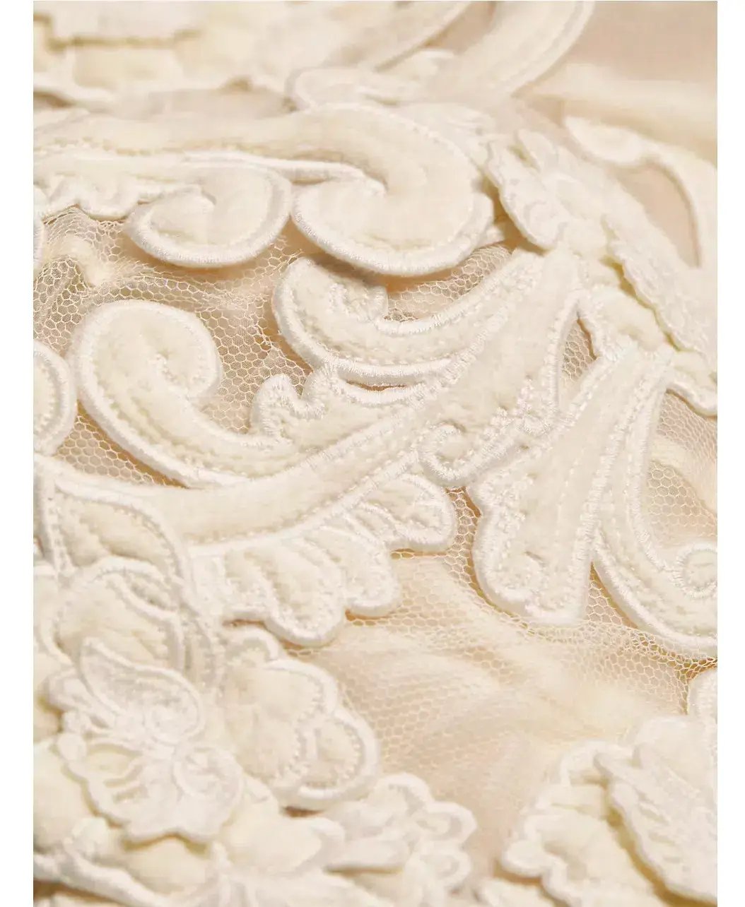 Zimmermann Sensory Motif Embroidered Velvet Appliquéd Midi Dress Macadamia Size 0 / AU 8 photo 6