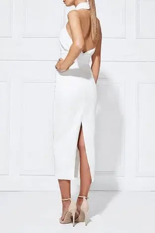Misha Vedette Halter Midi Dress White Size 6 photo 5