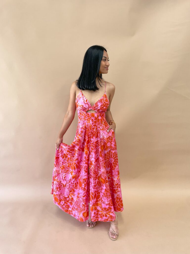 Scanlan Theodore Silk Cotton Strappy Dress Tangerine photo 2