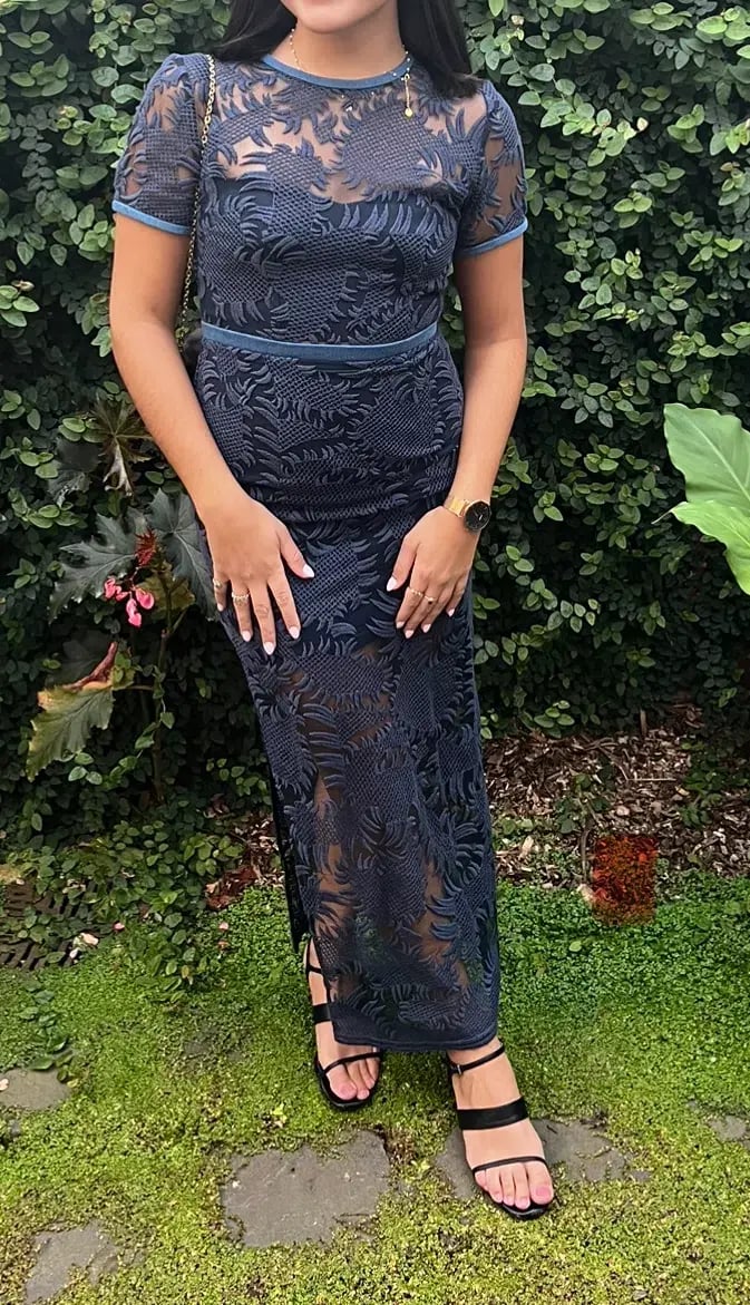 Manning Cartell Between Two Worlds Midi Lace Dress Navy Blue Size 8 photo 3
