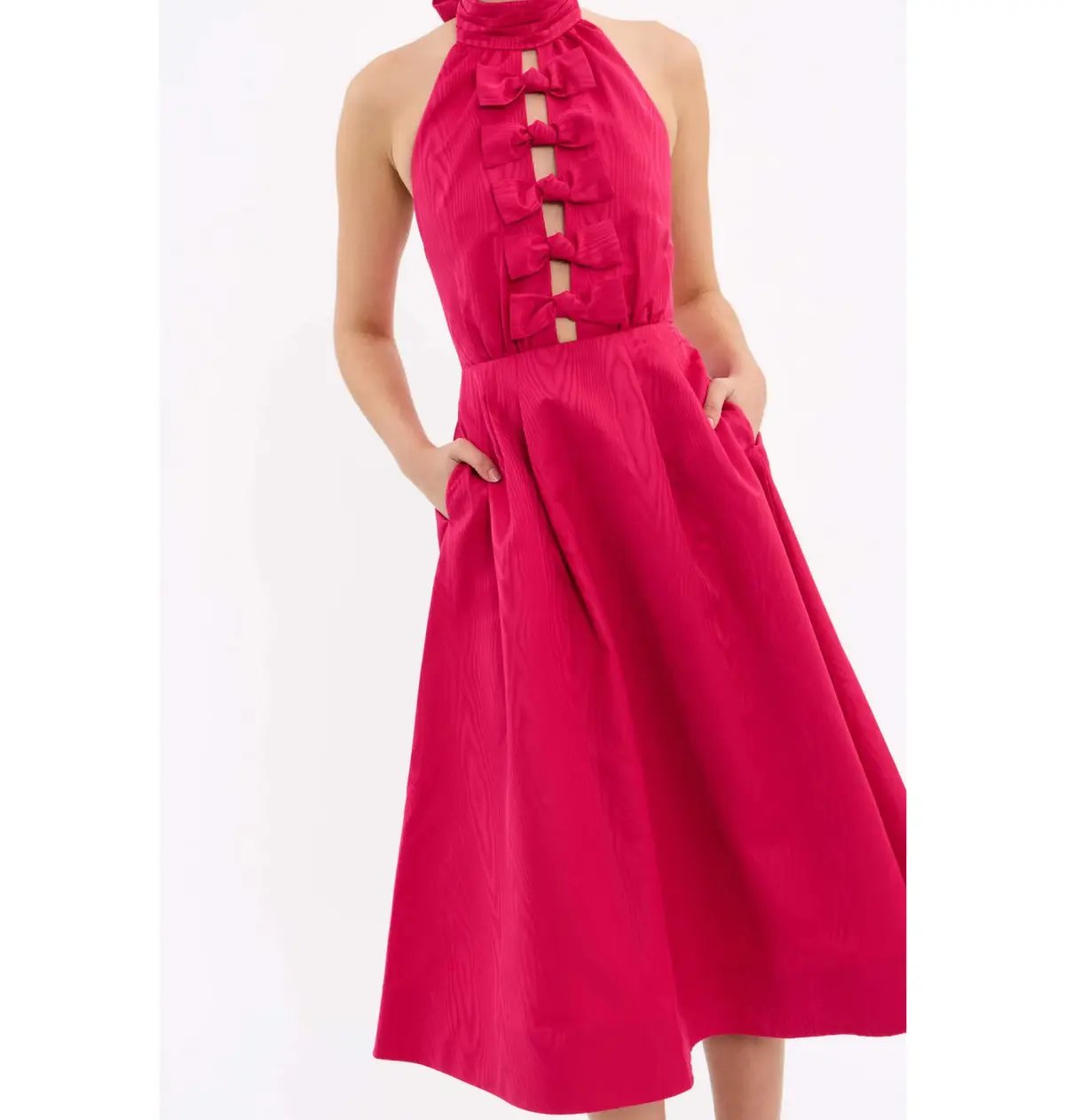 Rebecca Vallance Tahlia Halter Midi Dress Pink Size AU 10 photo 2