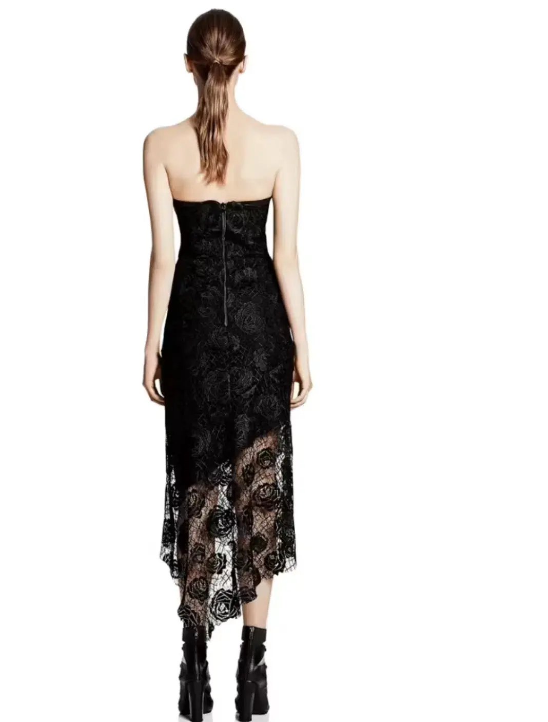 Manning Cartell Rambling Rose Strapless Midi Dress Black Size 8 NEW photo 2
