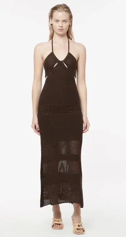 Manning Cartell Highly Strung Knit Halter Dress Brown Size 10 photo 2