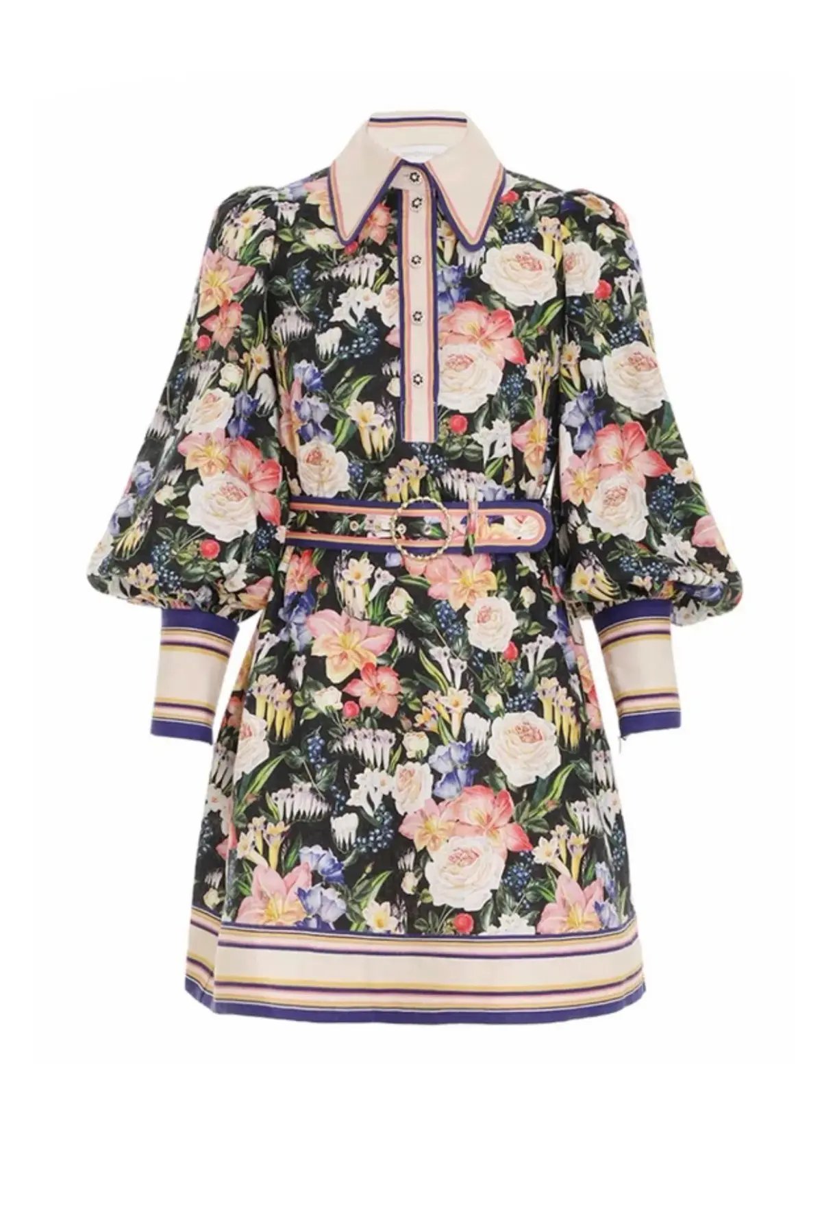 Zimmermann Coaster Long Sleeve Tunic Mini Dress Mayflower Black Floral Print Size 2 / AU 12 photo 2