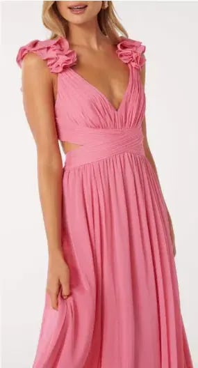 Forever New Selena Ruffle Shoulder Maxi in Pink Size 12 photo 2