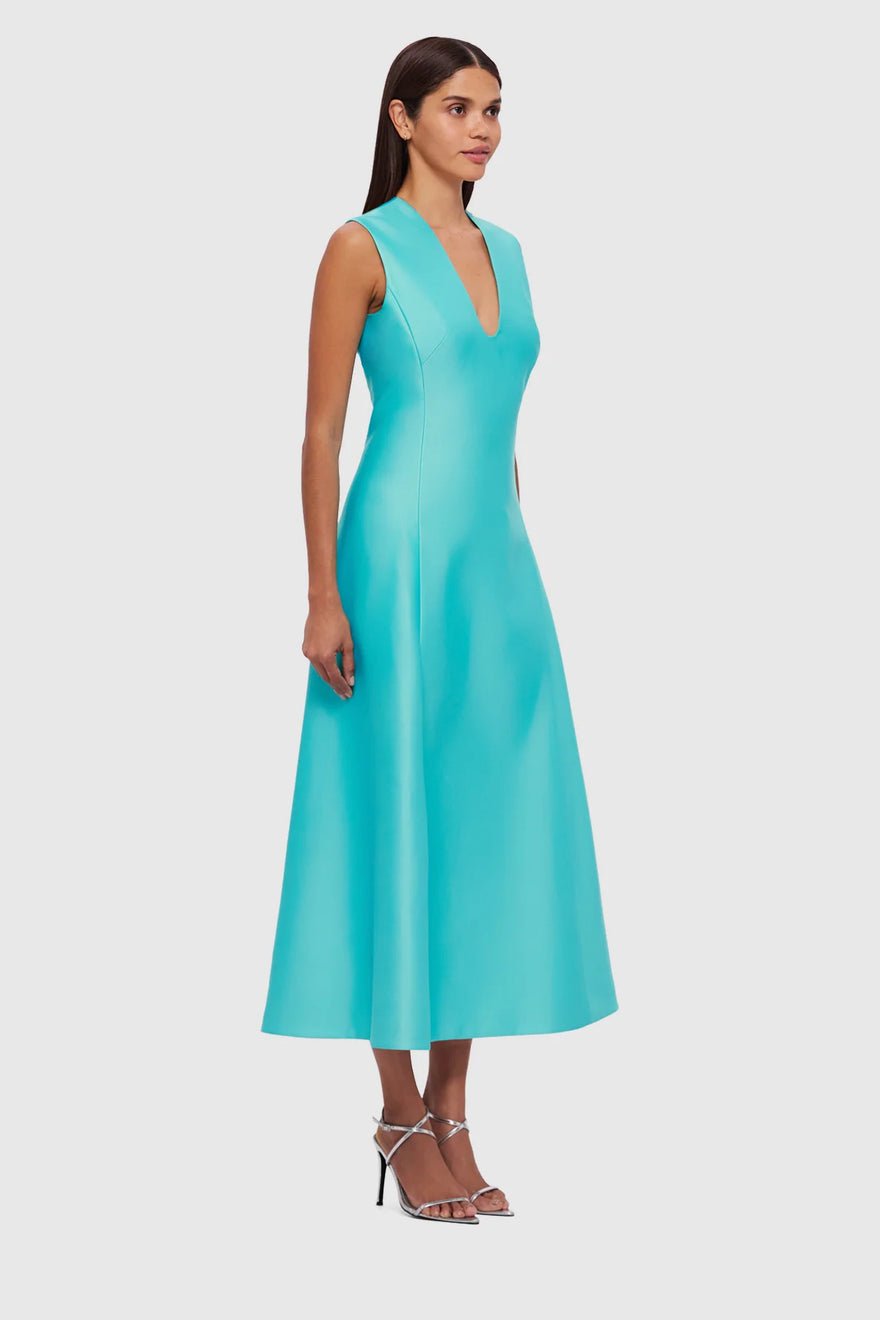 Leo Lin Nicola V Neck Midi Dress - Turquoise photo 3