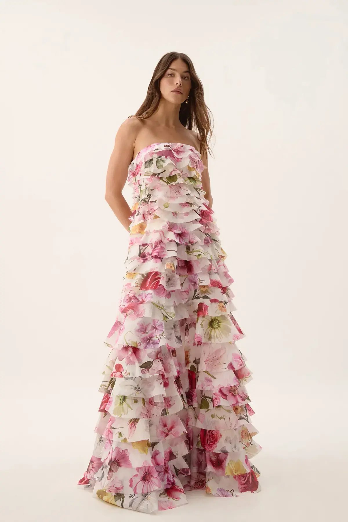 Aje / Fleur Pleated Gown / Collage Floral / Size 16 photo 5