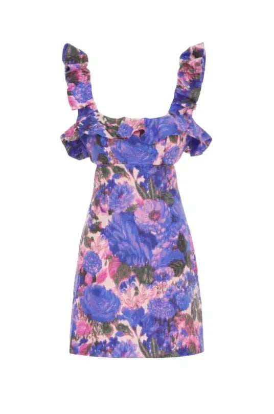 Zimmerman High Tide Mini Dress Purple Ikat Floral Size 0 / Au 8 photo 5