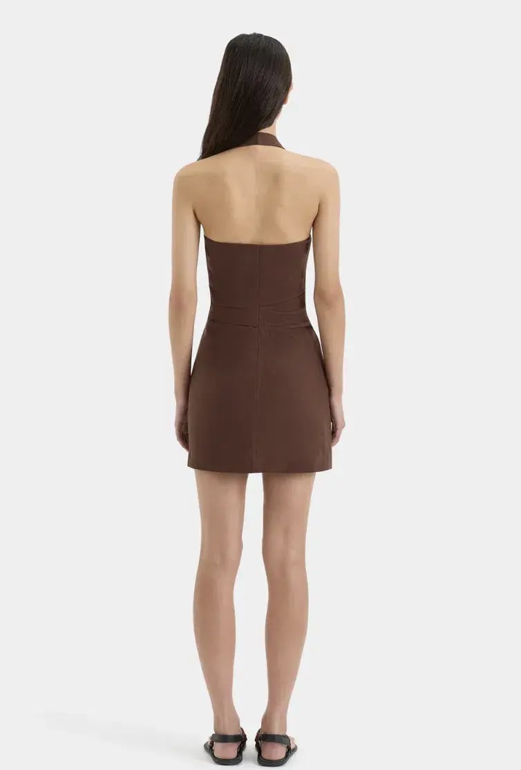 Sir the Label Noemi Halter Mini Dress in Chocolate in size 3/12AU photo 2