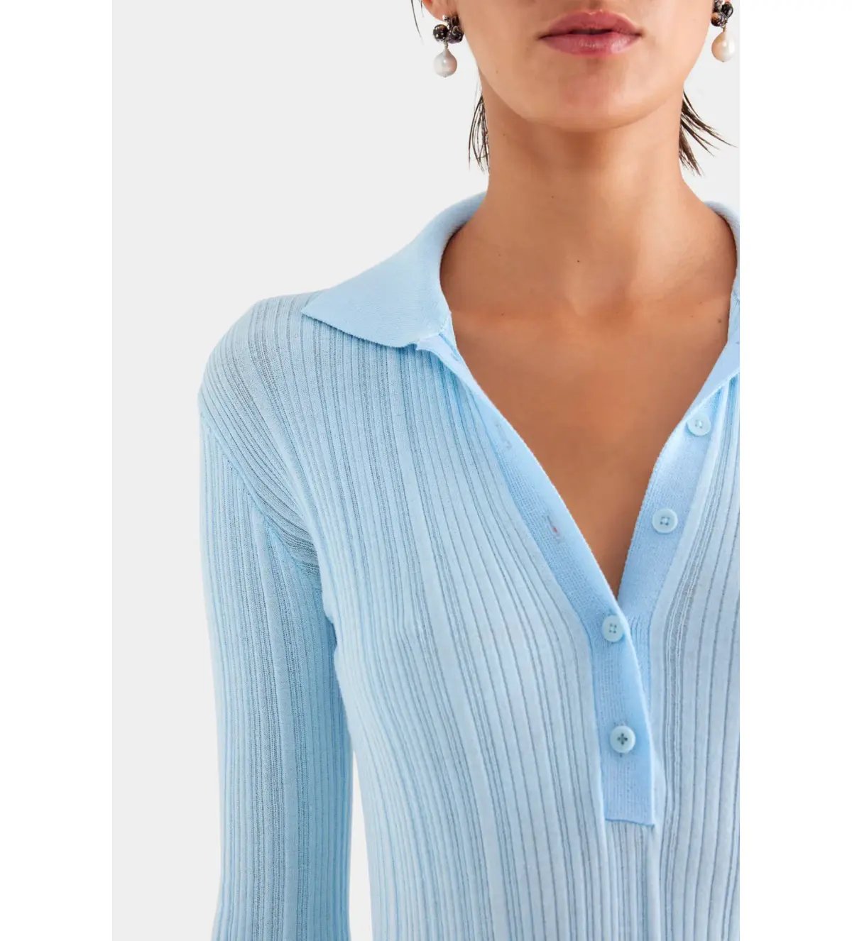 Venroy Collared Knit Mini Dress Powder Blue Size S/AU 8 photo 3