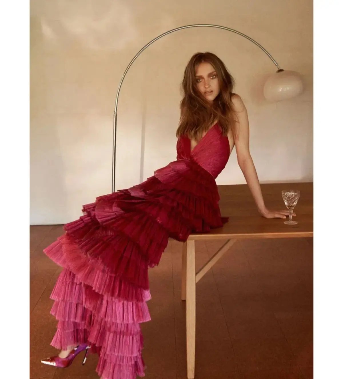 Alice McCall Making Me Blush Tiered Ruffle Gown Pink Size AU 8 photo 3