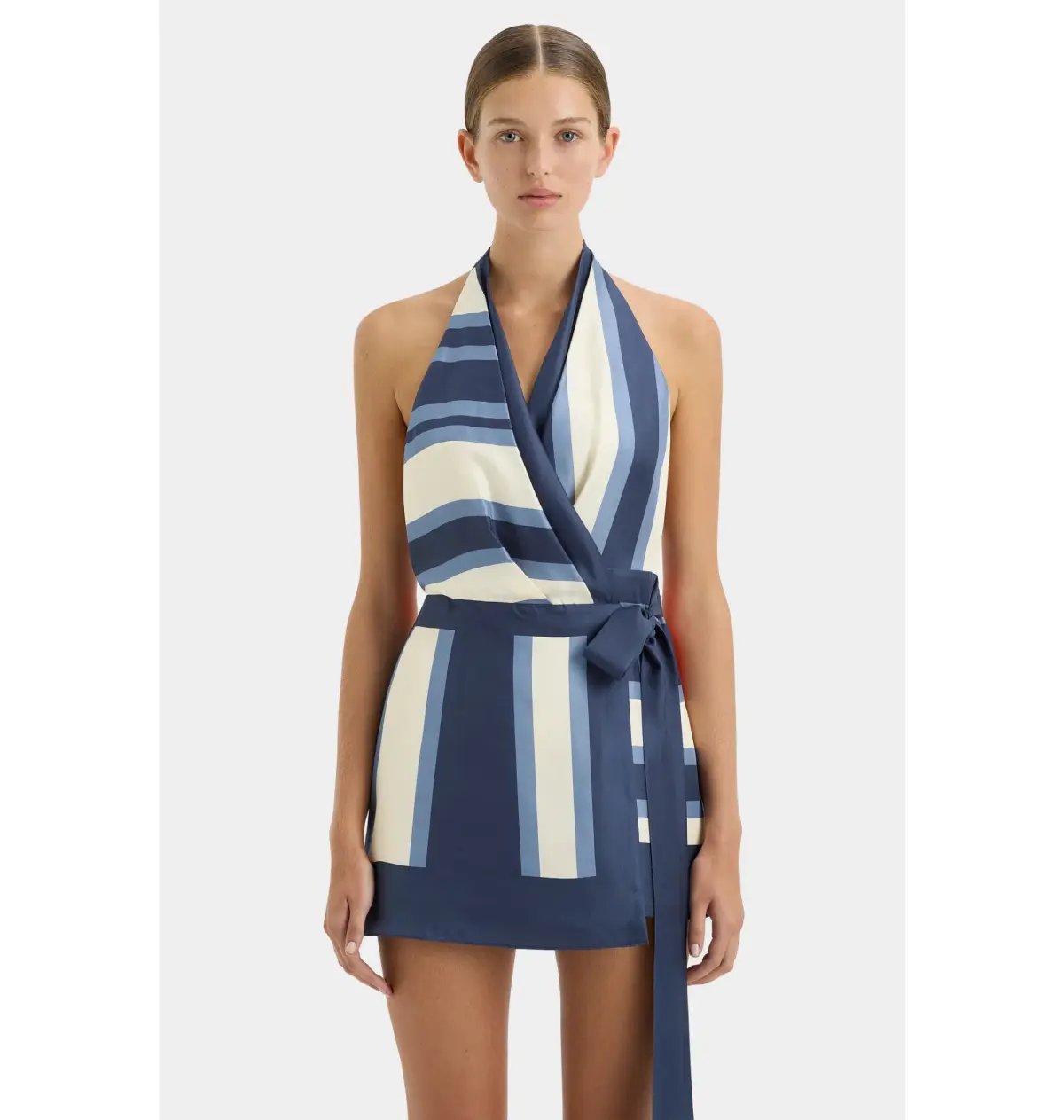 Sir the Label Dazed Wrap Halter Mini Dress in Studio Print Size 4 / AU 14 photo 2