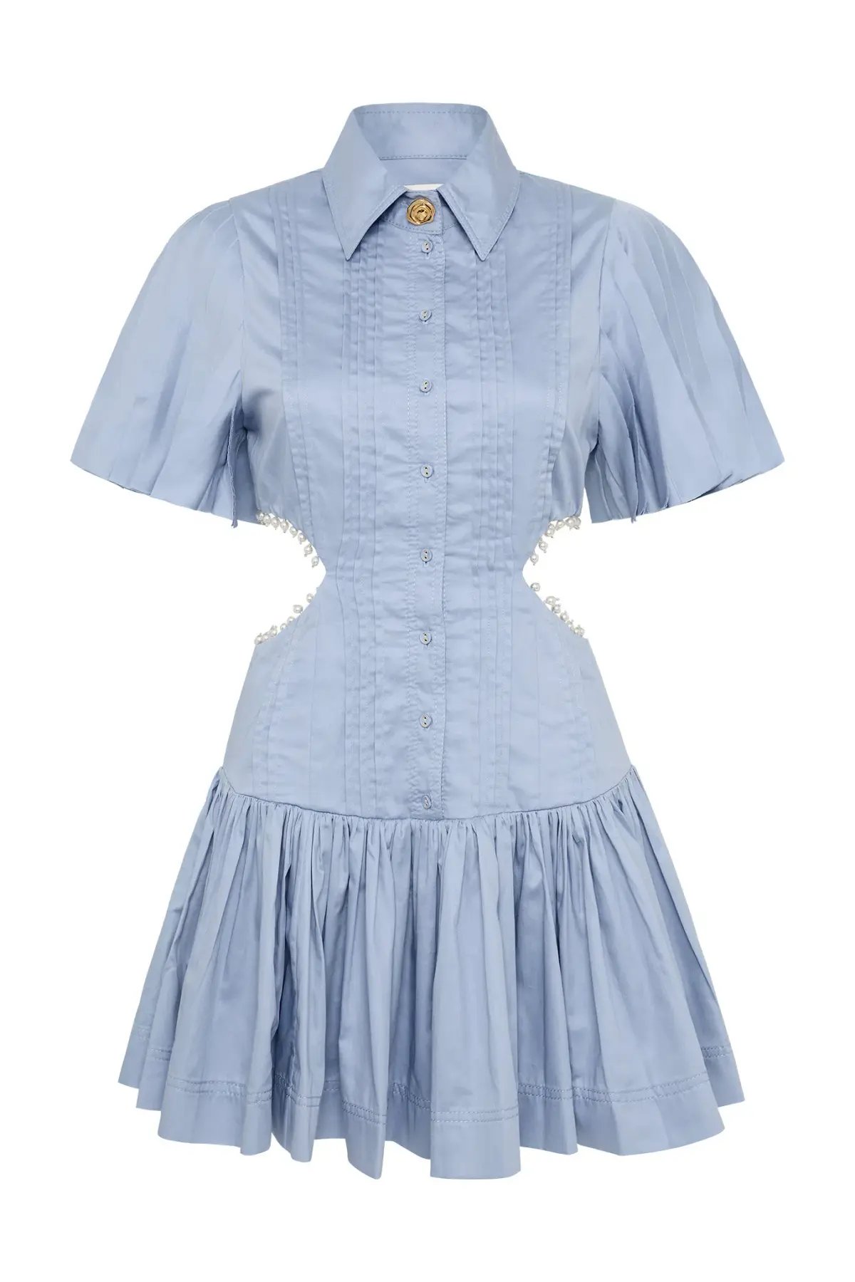 Aje Mythos Pearl Waist Mini Dress Steel Blue Size 8 photo 3