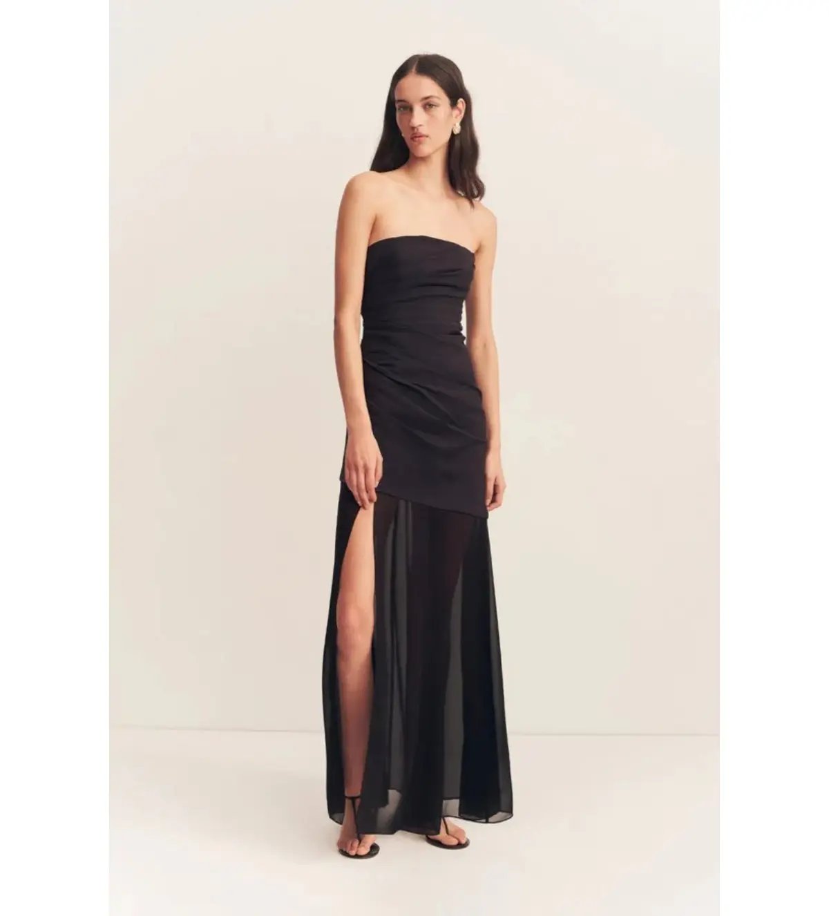 Shona Joy Blainey Strapless Draped Maxi Dress Black Size AU 8 photo 2