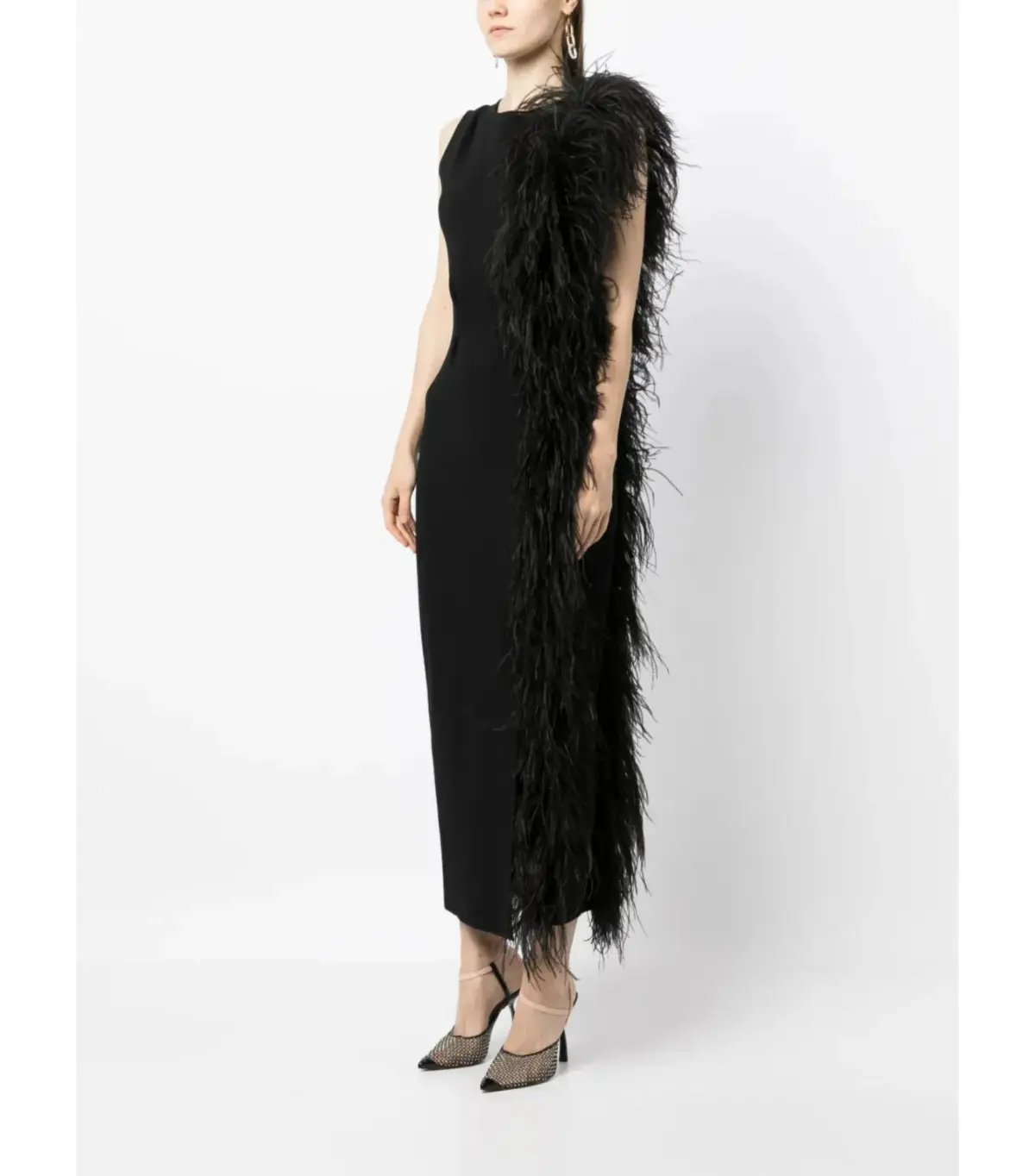 Rachel Gilbert Elcie Feather-Tri Midi Dress Black Size XS / AU 6 photo 2