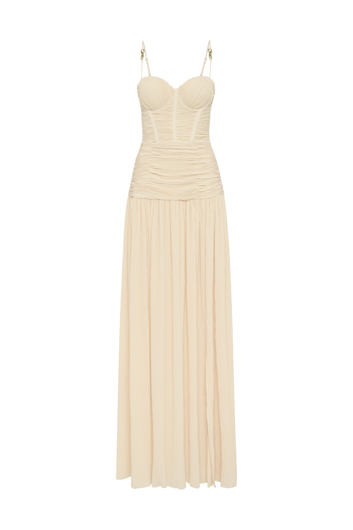 Double Time Pleat Dress in Nougat photo 5