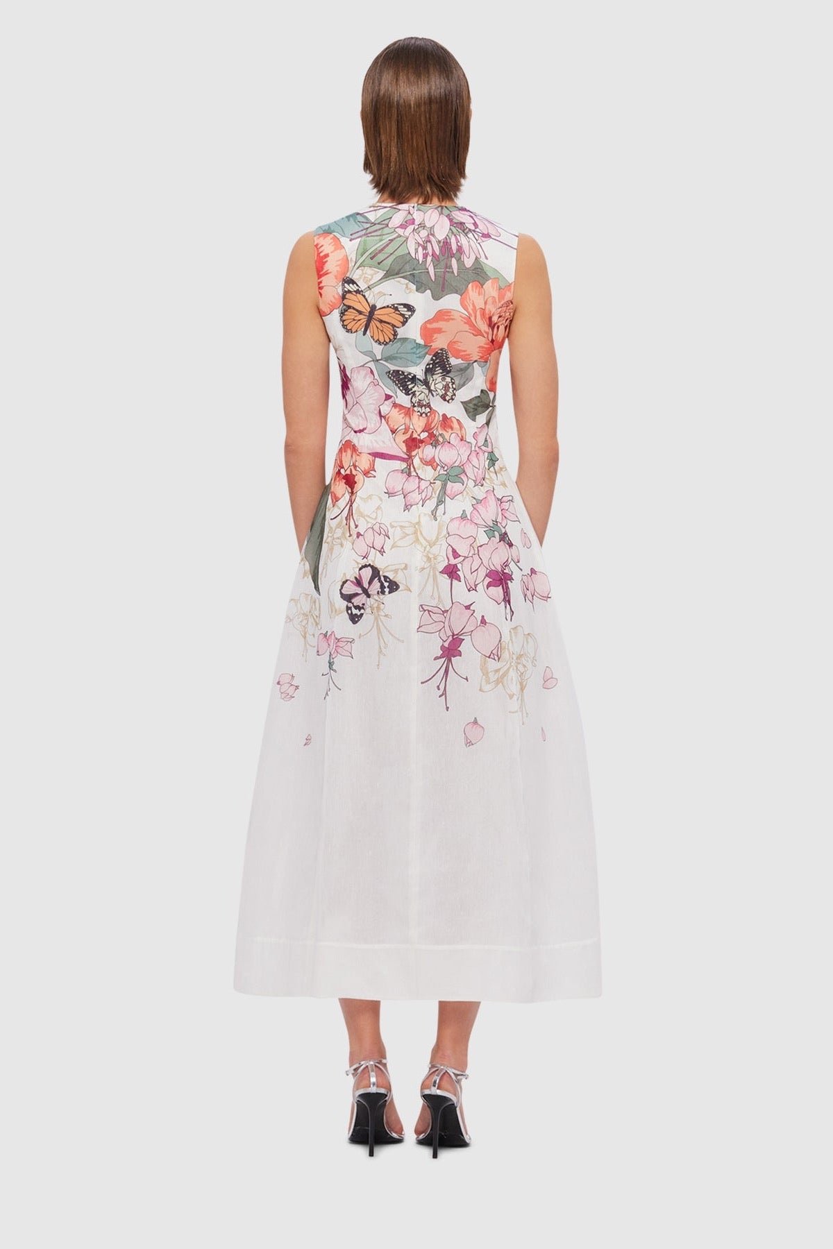 LEO LIN CLEO SLEEVELESS MIDI DRESS - LUSH PRINT IN WHITE photo 3