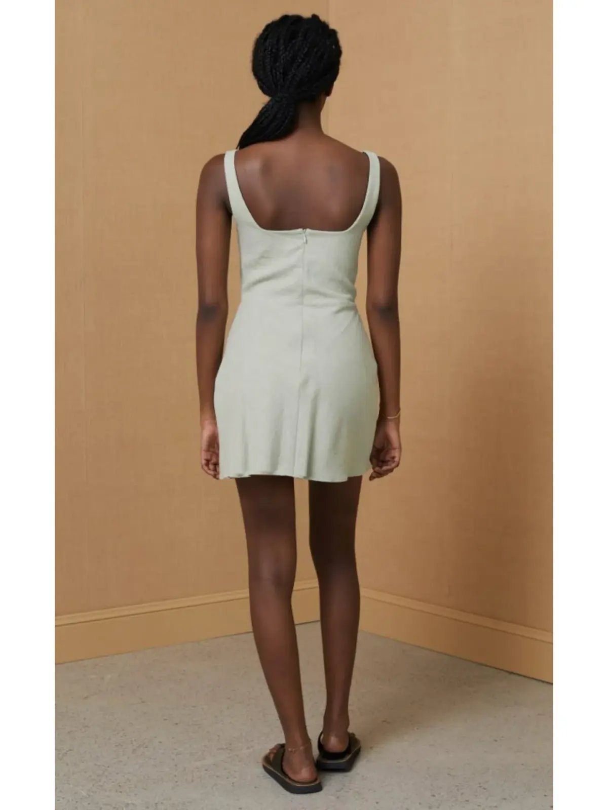 Bec & Bridge Phoebe Sleeveless Mini Dress Khaki Size AU 6 photo 3