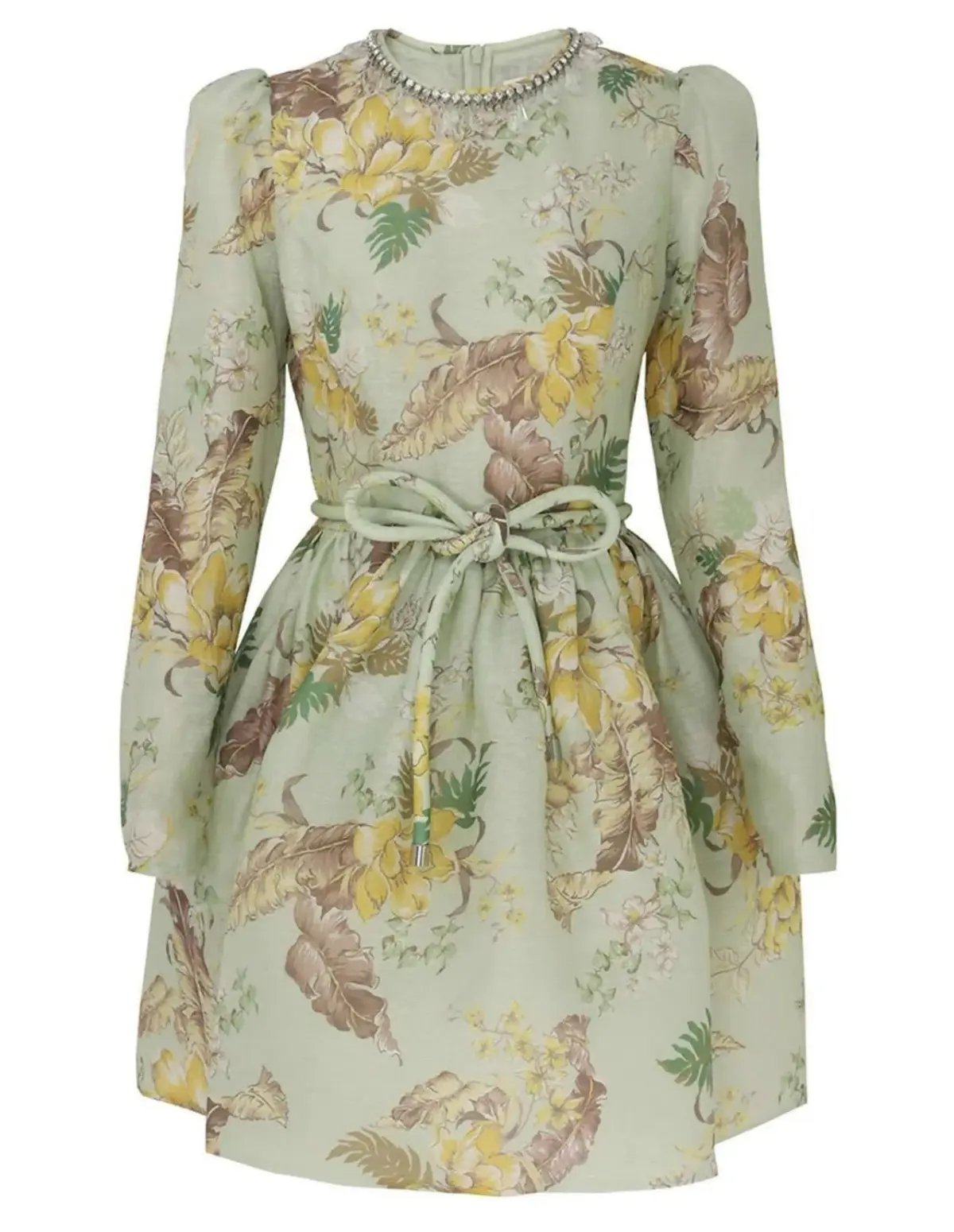 Zimmermann Matchmaker Tulip Mini Dress in Mint Tropical Floral Size 2/Au 12 photo 2